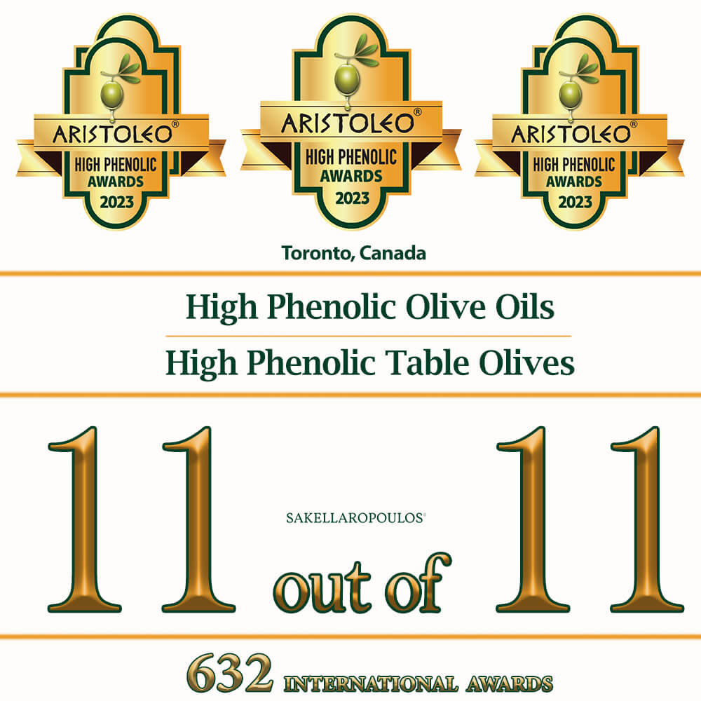 Aristoleo High Phenolic πολυφαινόλες βραβεία 2023 ελαιόλαδο ελιές