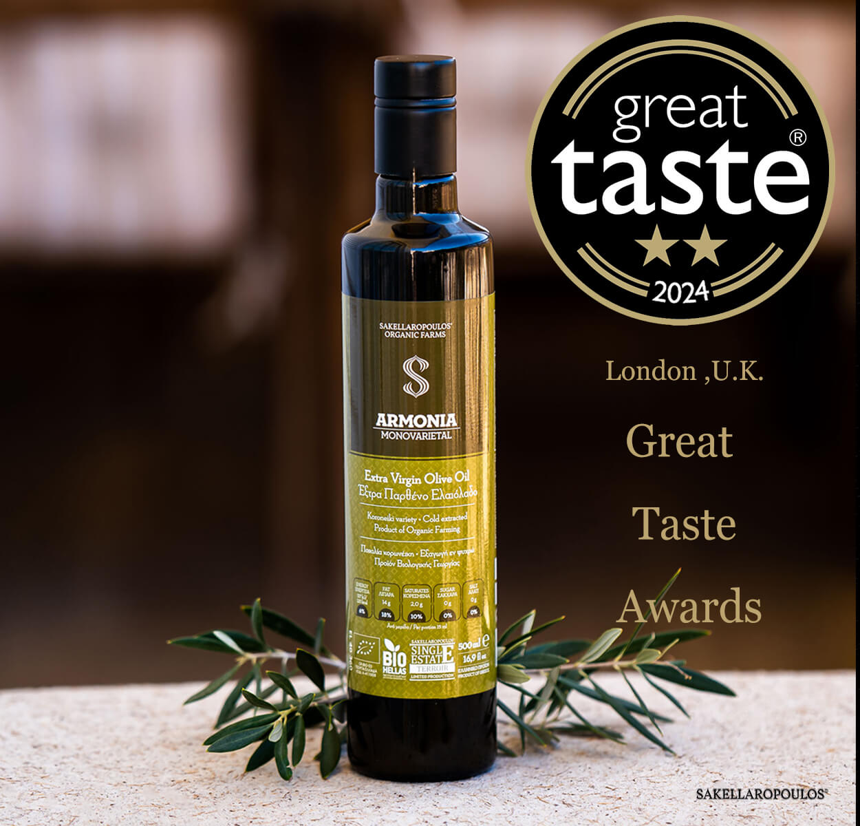 GREAT TASTE AWARDS 2024 gold stars olives London Armonia organic olive oil Sparta