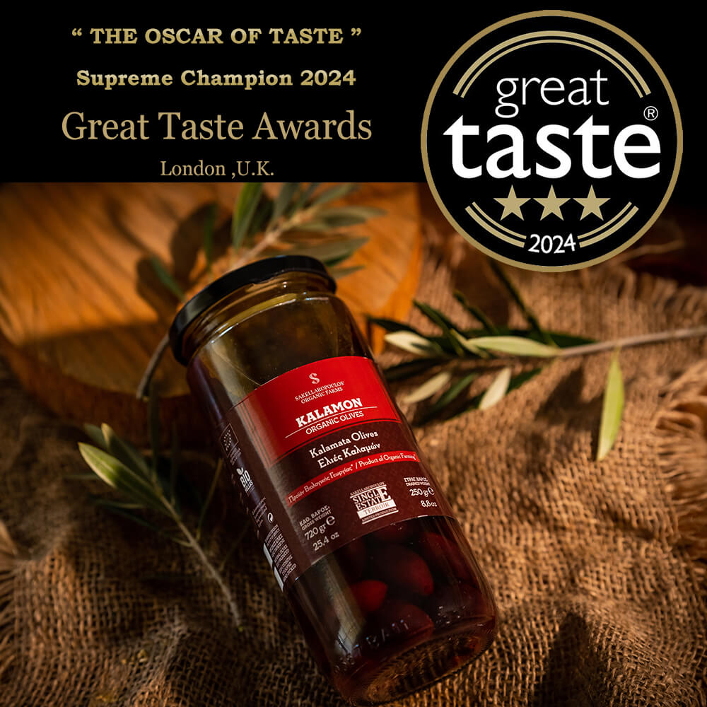 GREAT TASTE AWARDS 2024 3 gold stars olives London taste Kalamata organic olives Sparta